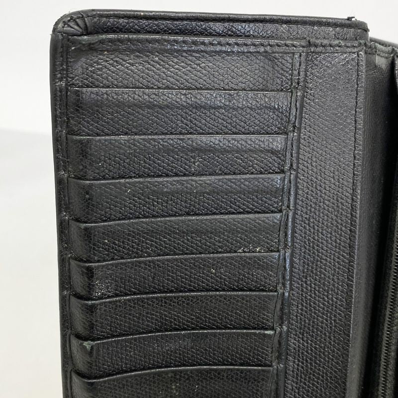 Chanel Long Wallet Coco Button Leather Black Gold Hardware Women