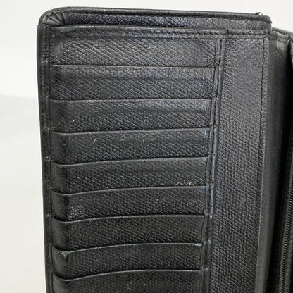 Chanel Long Wallet Coco Button Leather Black Gold Hardware Women