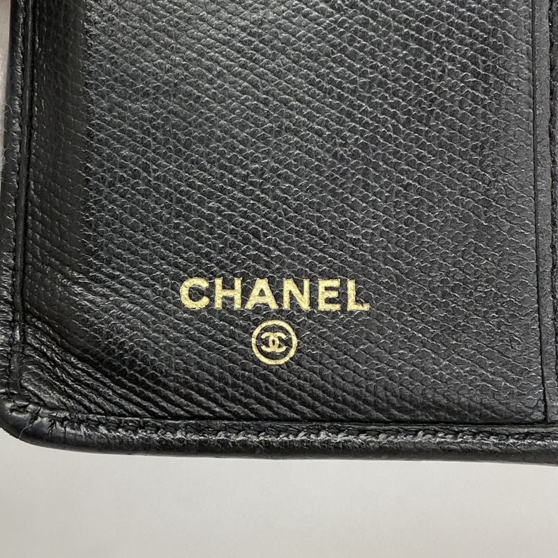 Chanel Long Wallet Coco Button Leather Black Gold Hardware Women