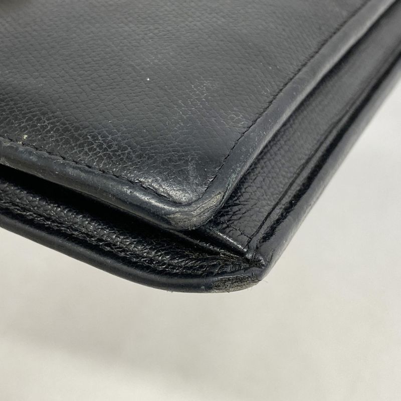 Chanel Long Wallet Coco Button Leather Black Gold Hardware Women