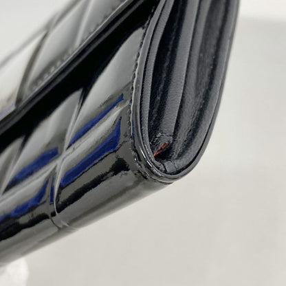 Chanel Card Case Choco Bar Patent Leather Black Silver Hardware Women