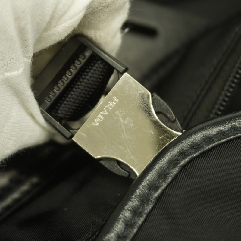 Prada Shoulder Bag Nylon Black Silver Hardware Men's