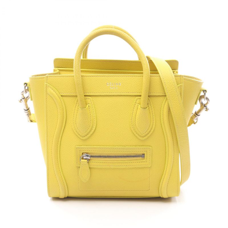Celine Handbag Luggage Nano Shopper Yellow Leather Luggage Nano Shopper Women