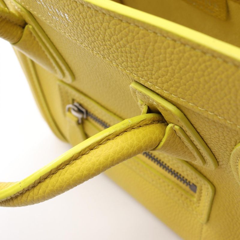 Celine Handbag Luggage Nano Shopper Yellow Leather Luggage Nano Shopper Women