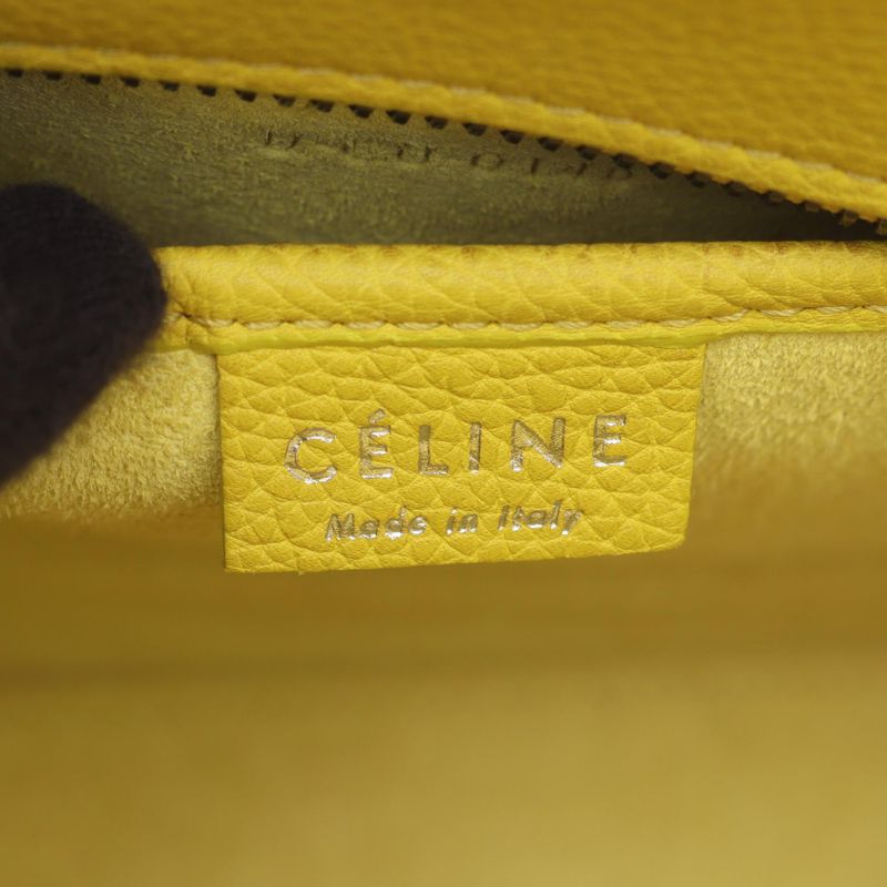 Celine Handbag Luggage Nano Shopper Yellow Leather Luggage Nano Shopper Women