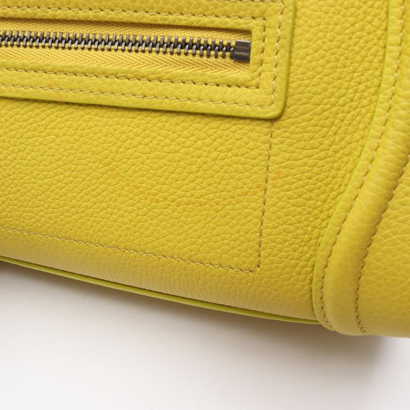 Celine Handbag Luggage Nano Shopper Yellow Leather Luggage Nano Shopper Women