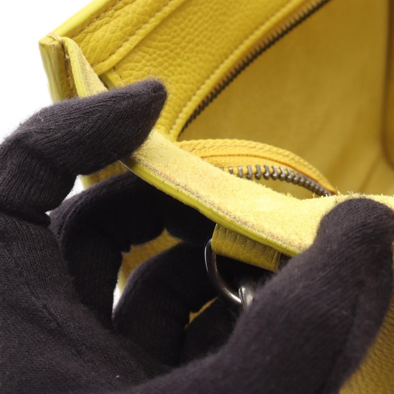 Celine Handbag Luggage Nano Shopper Yellow Leather Luggage Nano Shopper Women