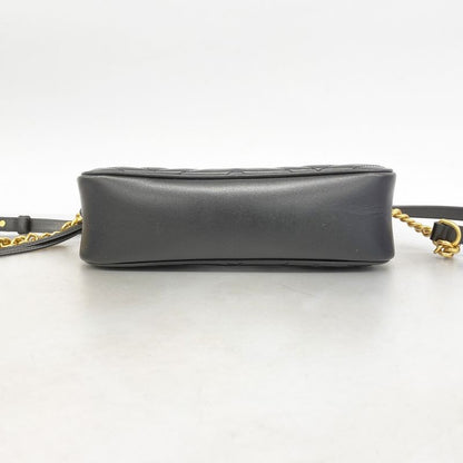 Gucci Shoulder Bag GG Marmont 447632 Leather Black Gold Hardware Women