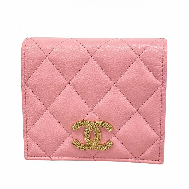 Chanel Wallet Matelasse Caviar Skin Pink Gold Hardware Women