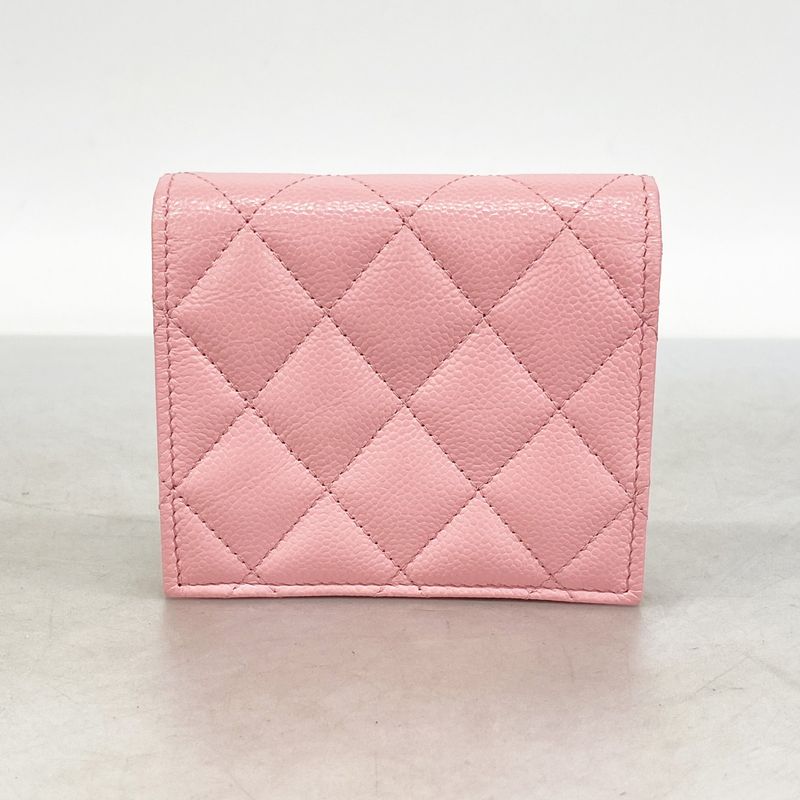 Chanel Wallet Matelasse Caviar Skin Pink Gold Hardware Women