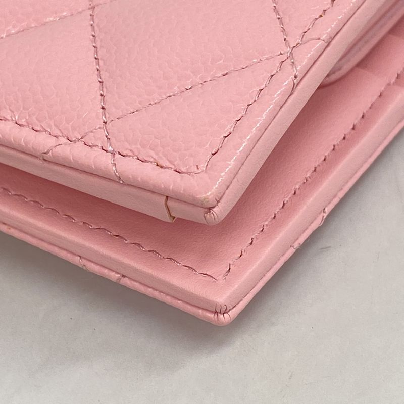 Chanel Wallet Matelasse Caviar Skin Pink Gold Hardware Women