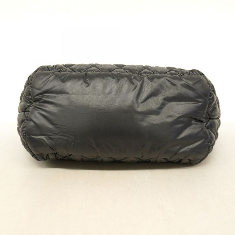 Chanel Tote Bag Coco Cocoon Nylon Black Silver Hardware Women's