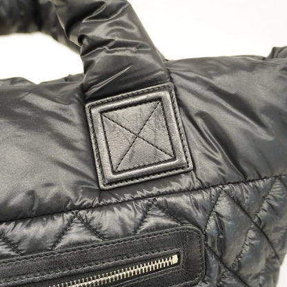 Chanel Tote Bag Coco Cocoon Nylon Black Silver Hardware Women's
