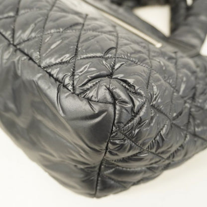 Chanel Tote Bag Coco Cocoon Nylon Black Silver Hardware Women's