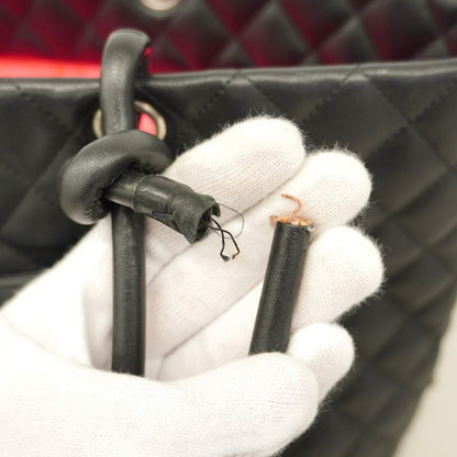 Chanel Tote Bag Cambon Lambskin Black Silver Hardware Women