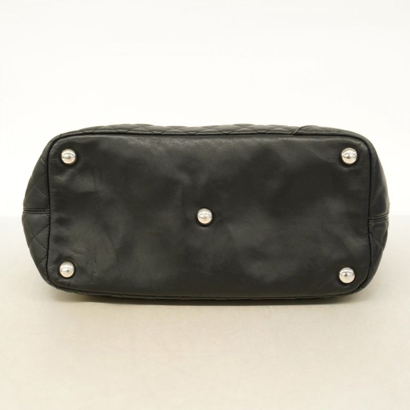 Chanel Tote Bag Cambon Lambskin Black Silver Hardware Women