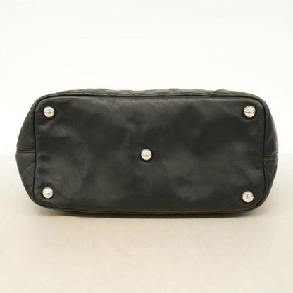 Chanel Tote Bag Cambon Lambskin Black Silver Hardware Women