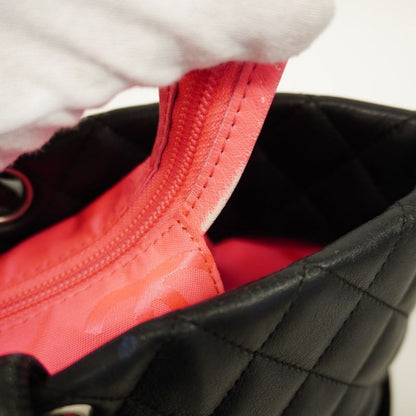 Chanel Tote Bag Cambon Lambskin Black Silver Hardware Women