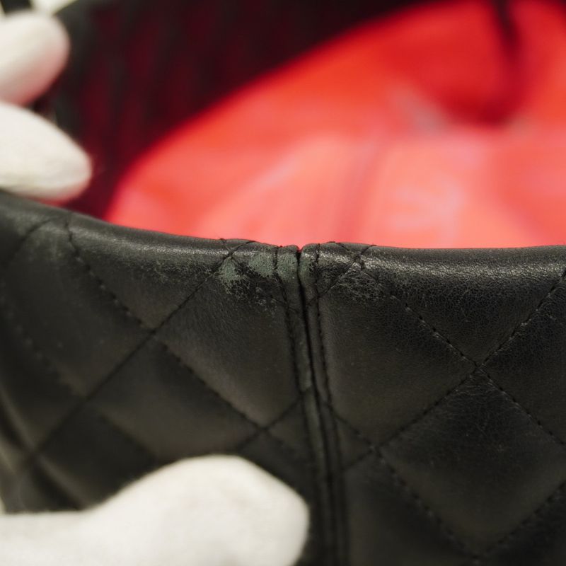 Chanel Tote Bag Cambon Lambskin Black Silver Hardware Women