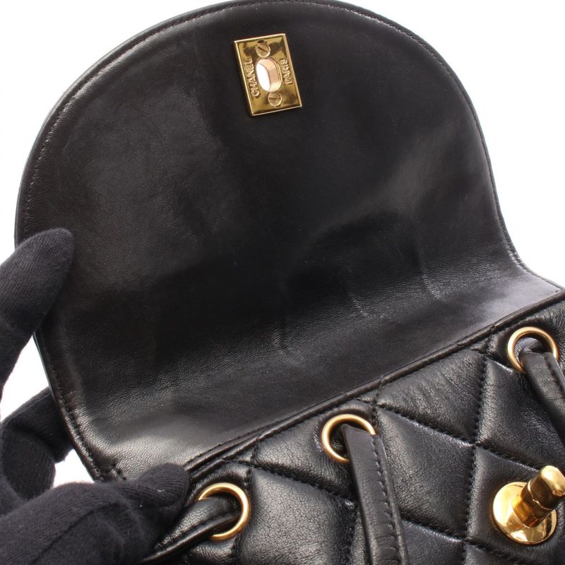 Chanel Backpack Sac Backpack Matelasse Black Lambskin Matelasse Double Turnlock