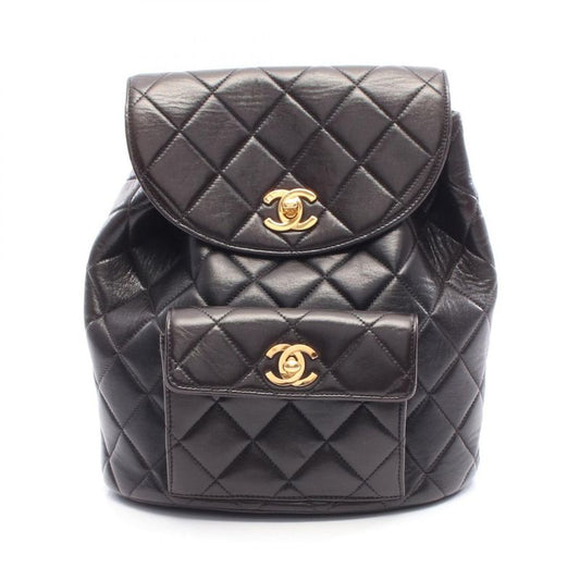 Chanel Backpack Sac Backpack Matelasse Black Lambskin Matelasse Double Turnlock