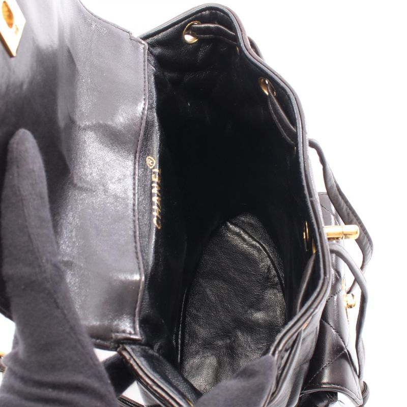 Chanel Backpack Sac Backpack Matelasse Black Lambskin Matelasse Double Turnlock