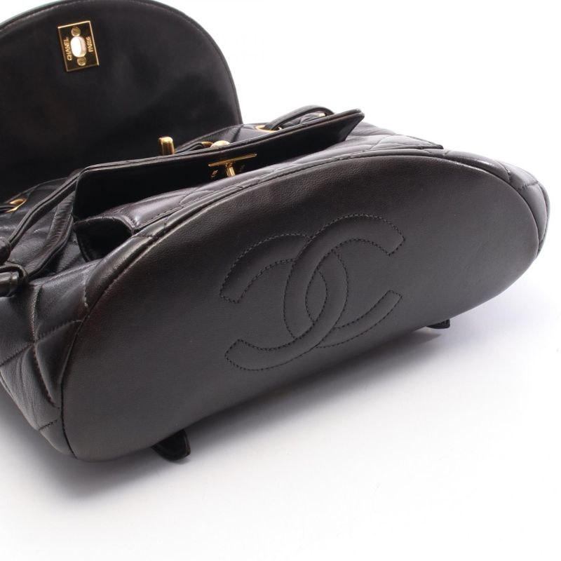 Chanel Backpack Sac Backpack Matelasse Black Lambskin Matelasse Double Turnlock