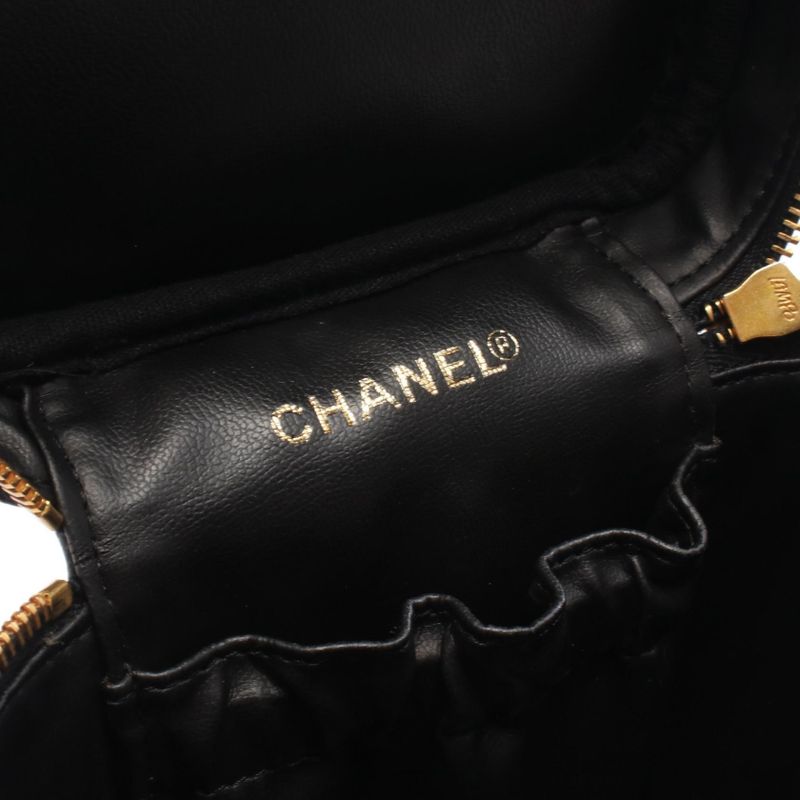 Chanel Handbag Coco Mark Black Caviar Skin (grained Calf) Matelasse Vertical