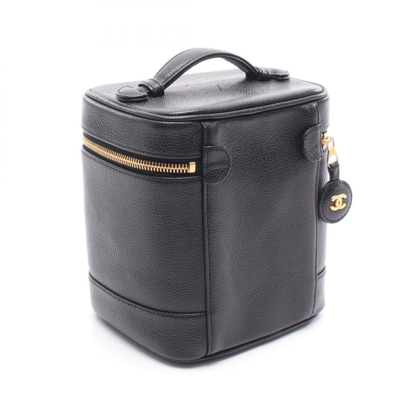 Chanel Handbag Coco Mark Black Caviar Skin (grained Calf) Matelasse Vertical