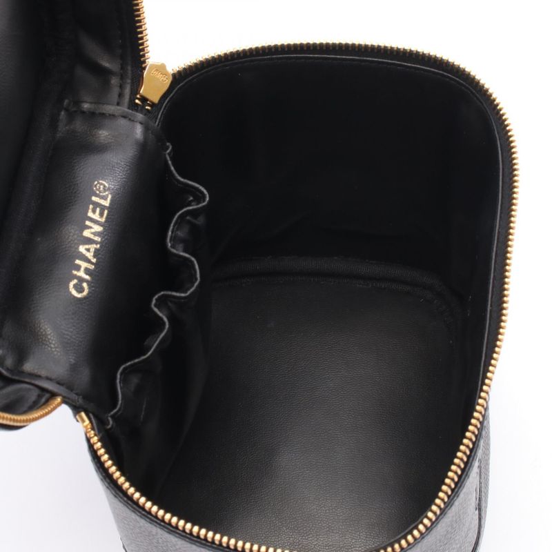 Chanel Handbag Coco Mark Black Caviar Skin (grained Calf) Matelasse Vertical