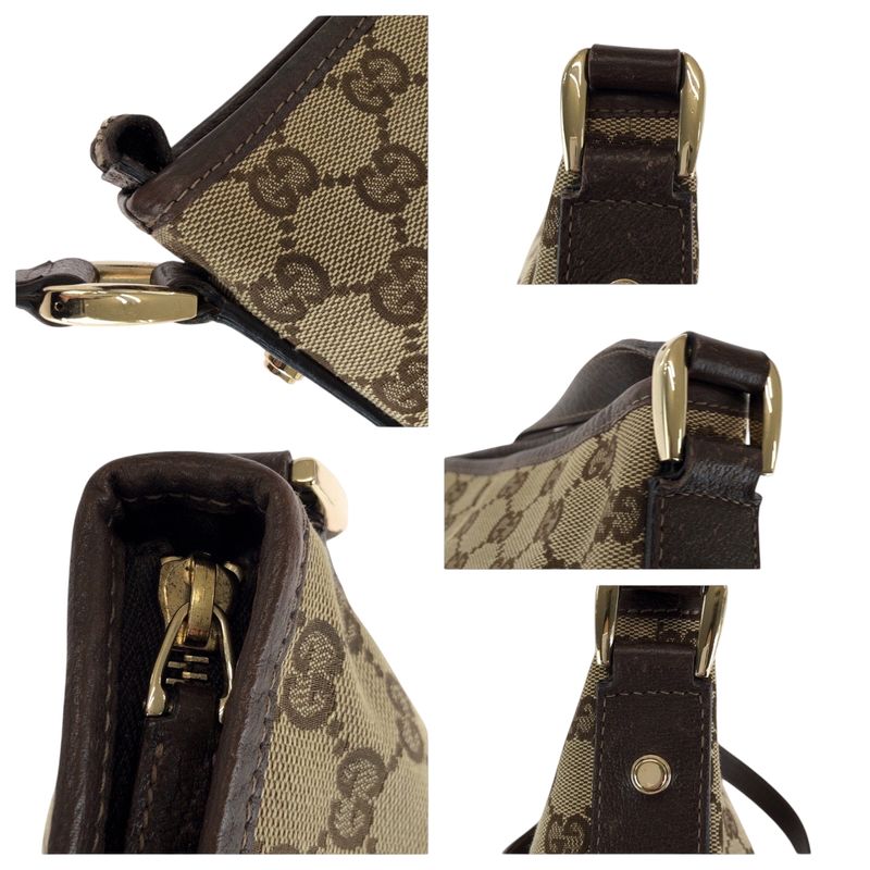 Gucci Abby Brown Gold Hardware GG Canvas 131326 Shoulder Bag Pochette Women