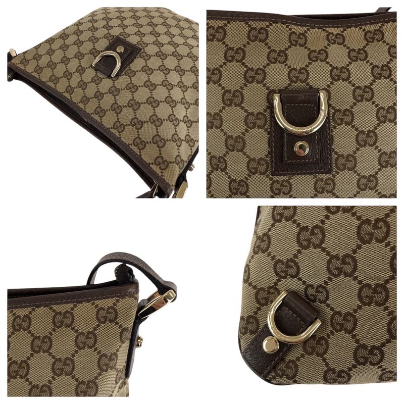 Gucci Abby Brown Gold Hardware GG Canvas 131326 Shoulder Bag Pochette Women
