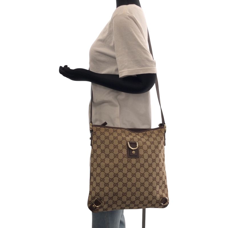 Gucci Abby Brown Gold Hardware GG Canvas 131326 Shoulder Bag Pochette Women