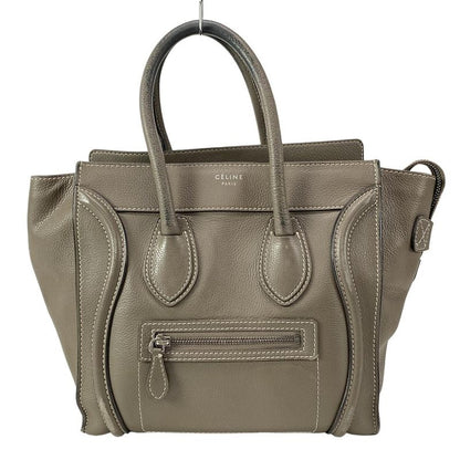 Celine Handbag Luggage Micro Shopper Gray Beige Leather