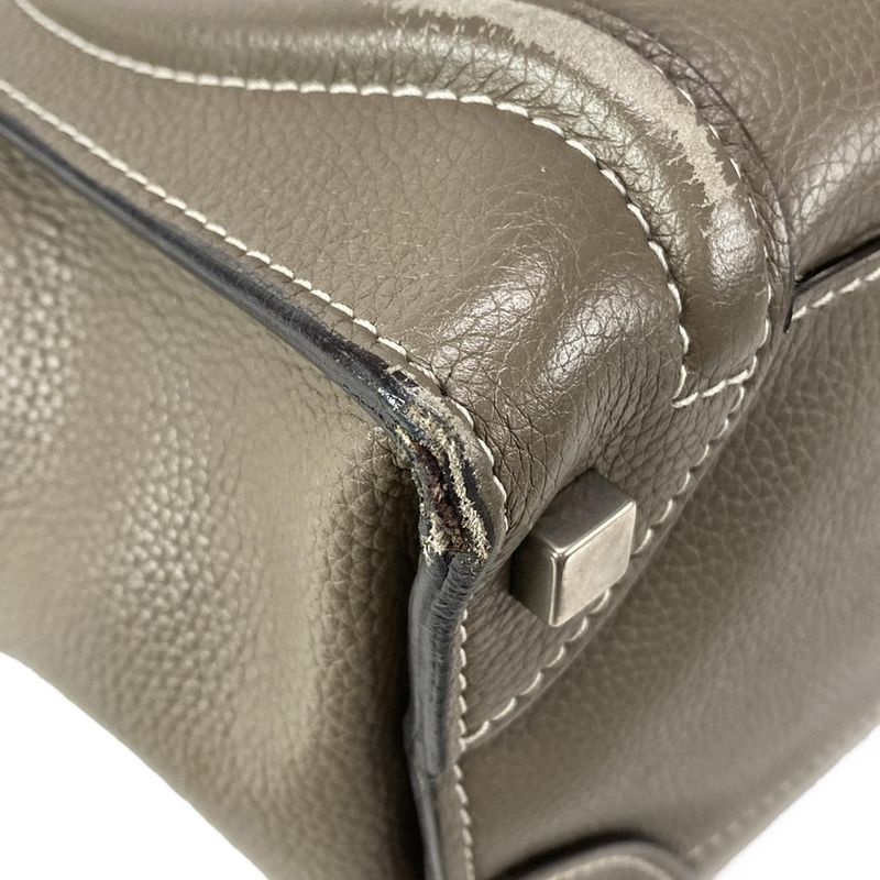 Celine Handbag Luggage Micro Shopper Gray Beige Leather