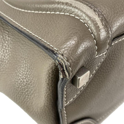 Celine Handbag Luggage Micro Shopper Gray Beige Leather