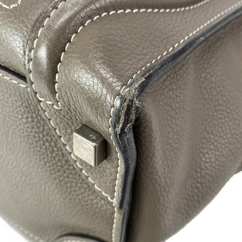 Celine Handbag Luggage Micro Shopper Gray Beige Leather