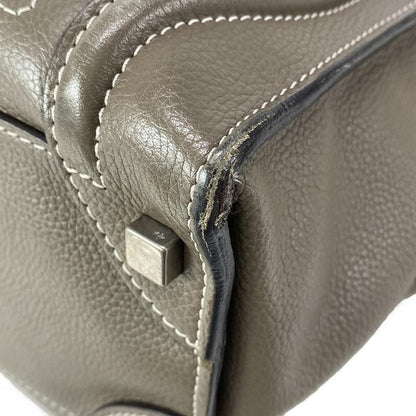 Celine Handbag Luggage Micro Shopper Gray Beige Leather