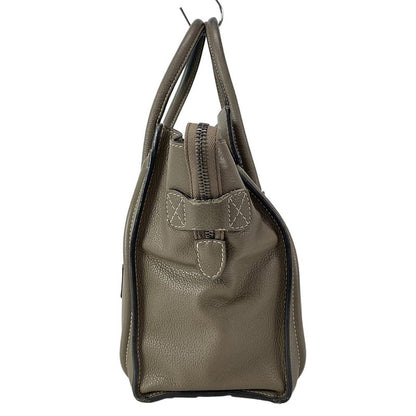 Celine Handbag Luggage Micro Shopper Gray Beige Leather