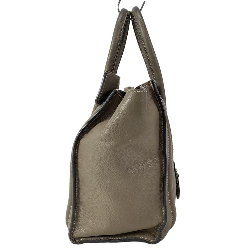 Celine Handbag Luggage Micro Shopper Gray Beige Leather