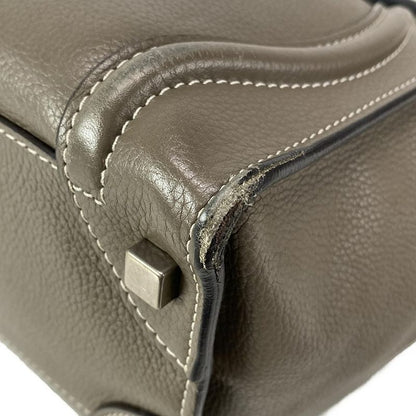 Celine Handbag Luggage Micro Shopper Gray Beige Leather
