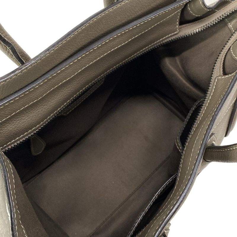 Celine Handbag Luggage Micro Shopper Gray Beige Leather