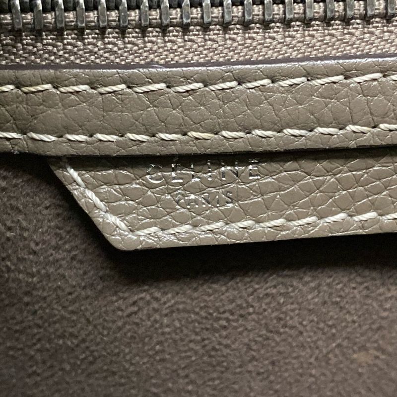Celine Handbag Luggage Micro Shopper Gray Beige Leather