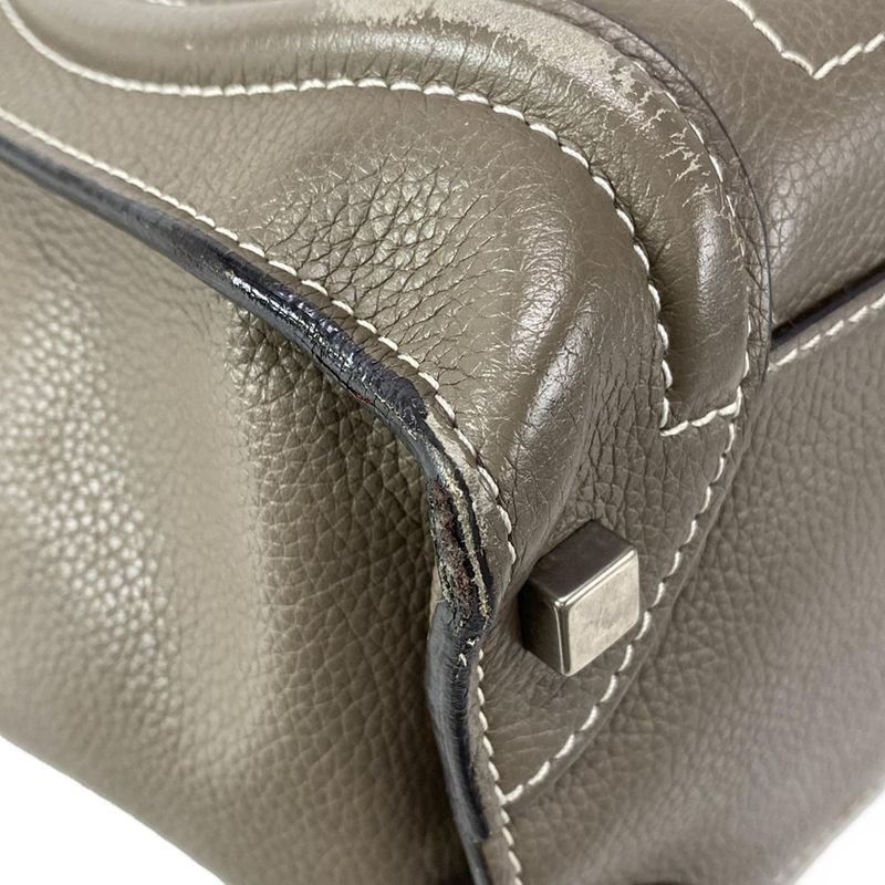 Celine Handbag Luggage Micro Shopper Gray Beige Leather