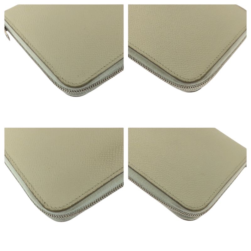 Hermes Azap Long Silk Inn Ivory Silver Hardware Vaux Epson Long Wallet Round