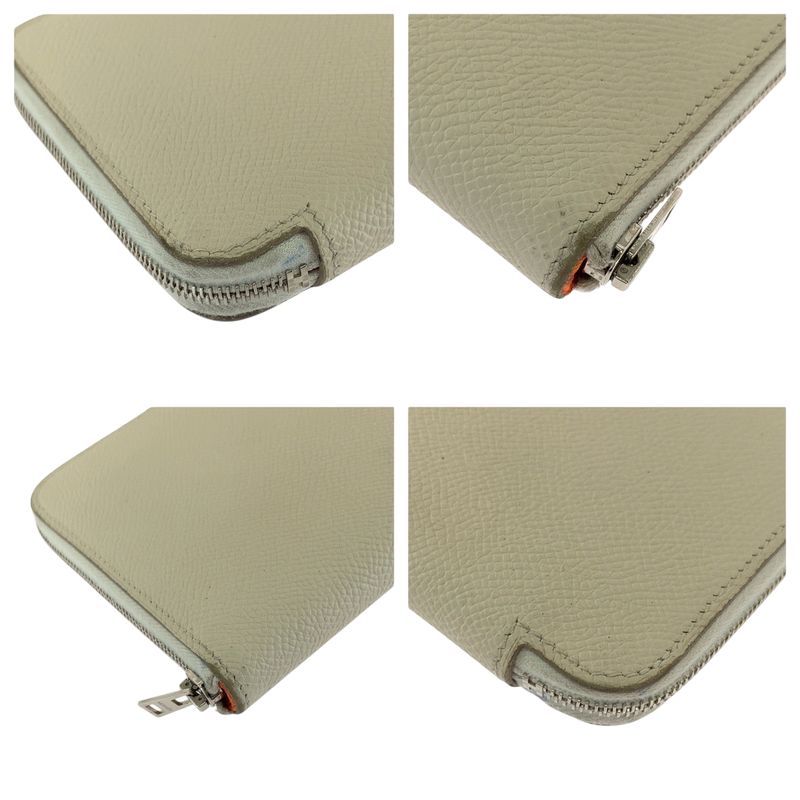 Hermes Azap Long Silk Inn Ivory Silver Hardware Vaux Epson Long Wallet Round