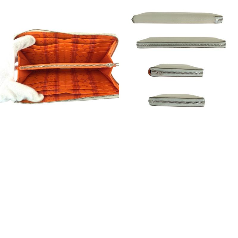 Hermes Azap Long Silk Inn Ivory Silver Hardware Vaux Epson Long Wallet Round