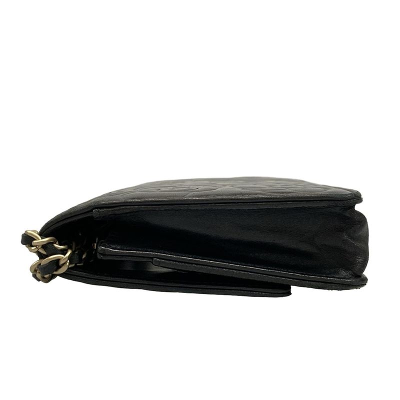 Chanel Wallet Camellia A47421 Black Chain Wallet Mattogo Old Hardware Lambskin