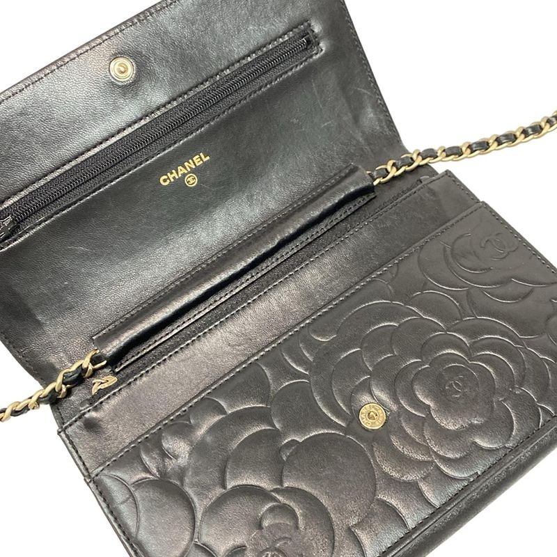 Chanel Wallet Camellia A47421 Black Chain Wallet Mattogo Old Hardware Lambskin