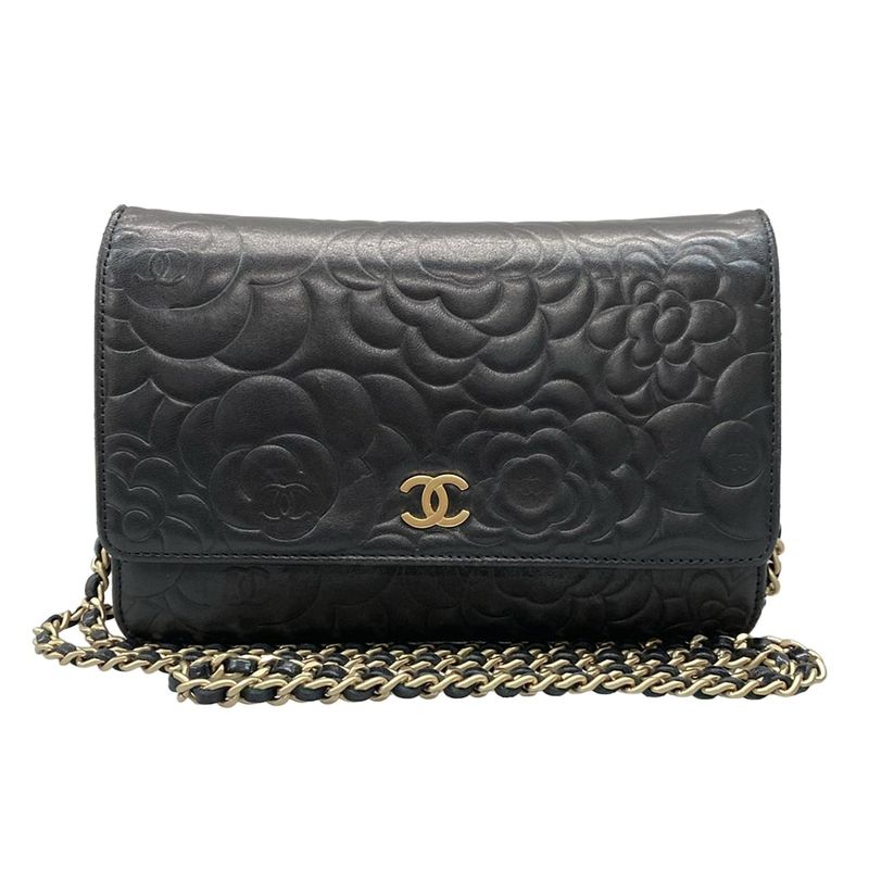 Chanel Wallet Camellia A47421 Black Chain Wallet Mattogo Old Hardware Lambskin